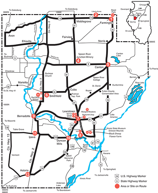 Spoon River Valley Scenic Drive Map 2024